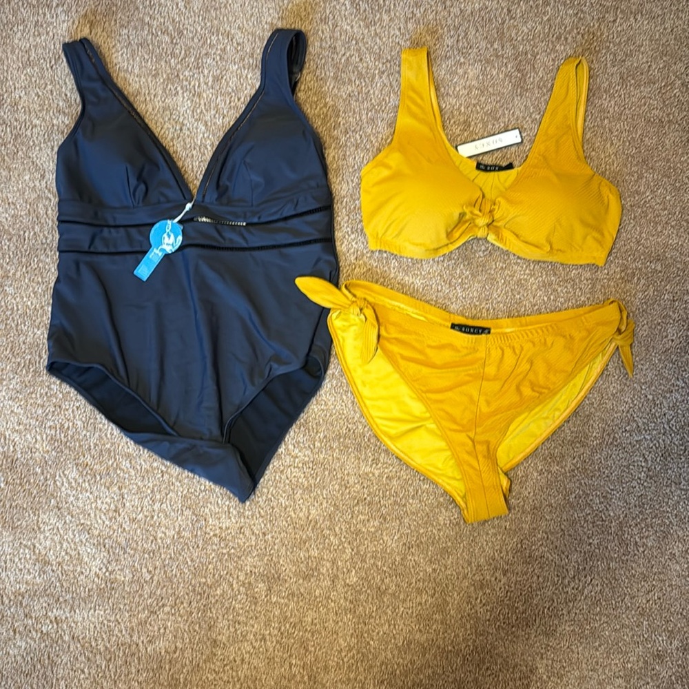 Stylish Navy and Mustard Swimsuits
